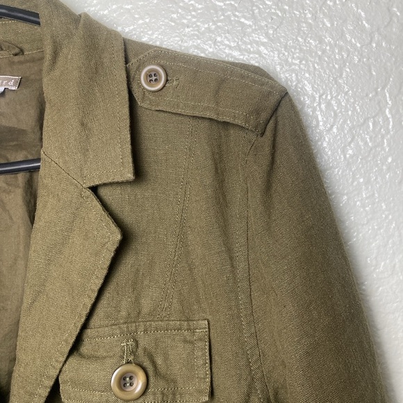 Isabella Bird Linen Safari Blazer – Olive Green Utility Jacket – Size 8 - Picture 5 of 11